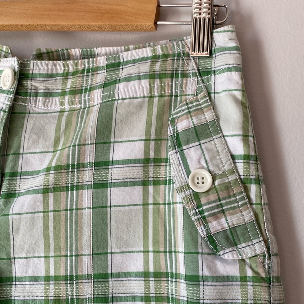 INC International Concepts green and white 100% cotton plaid shorts, size 4 - Picture 4 of 7